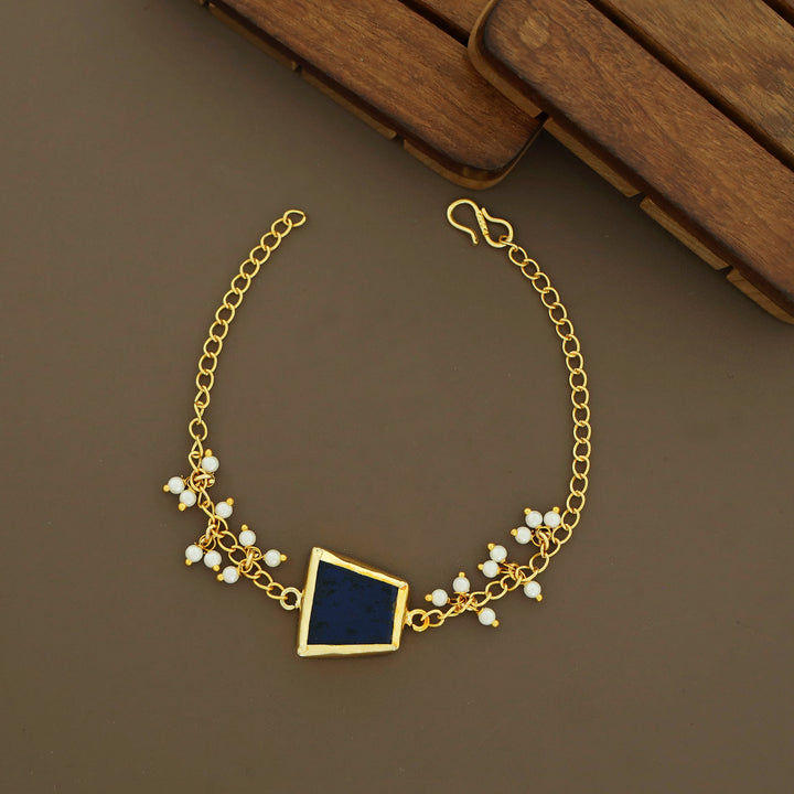 Marsha Raw Stone Pearl Bracelet