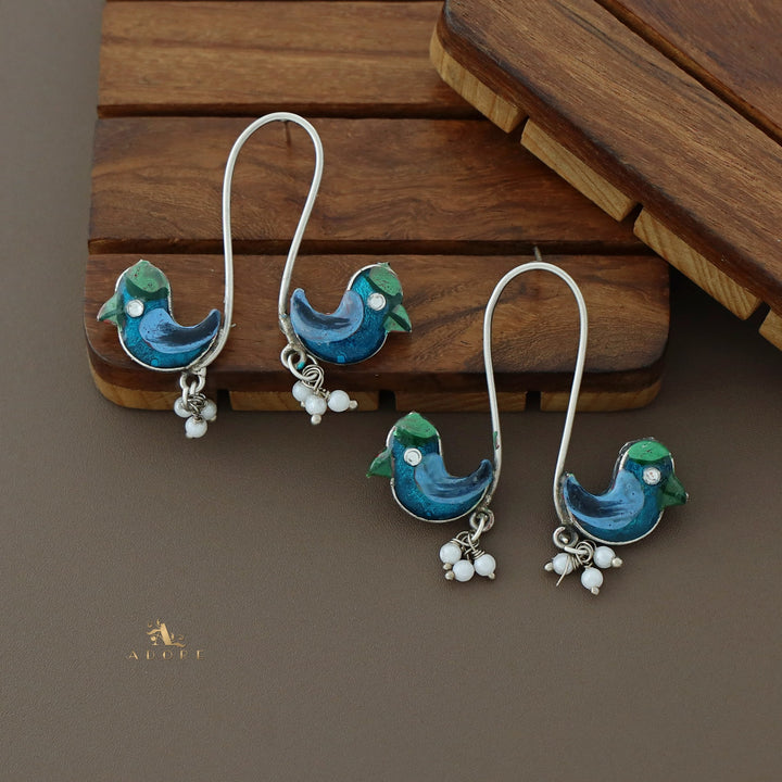 Antique Curvy Meenakari Bonsy Bird Earring