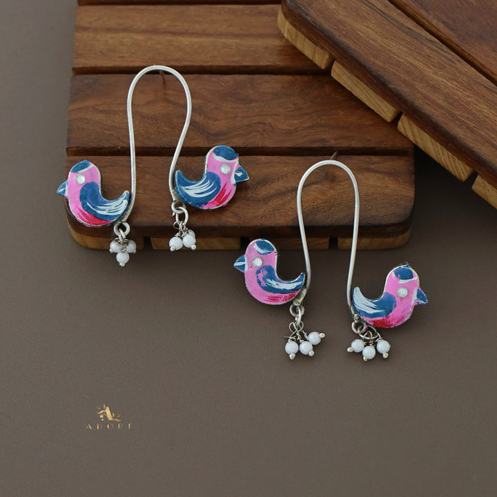 Antique Curvy Meenakari Bonsy Bird Earring