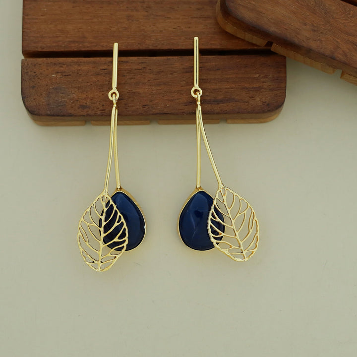 Aayla Golden Leafy Glossy Stone Earring