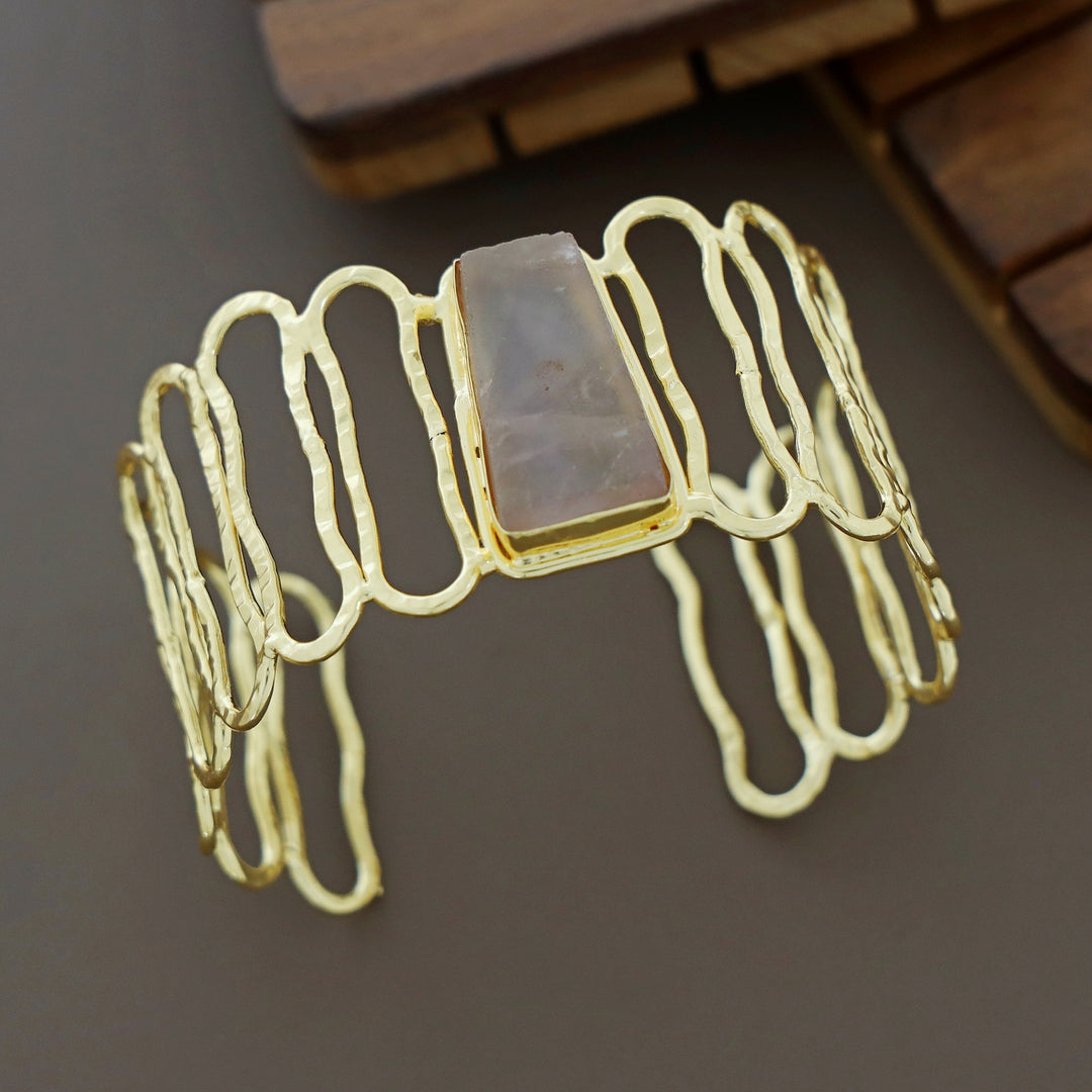 Omisha Golden Hammered Raw Stone Bangle