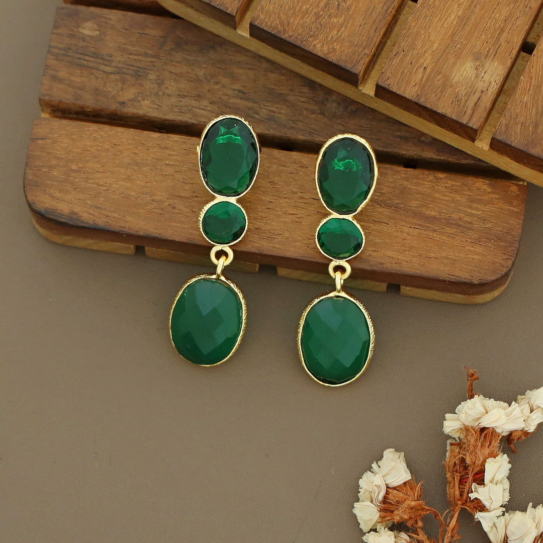 Ojal Dual Oval Circle Glossy Stone Earring