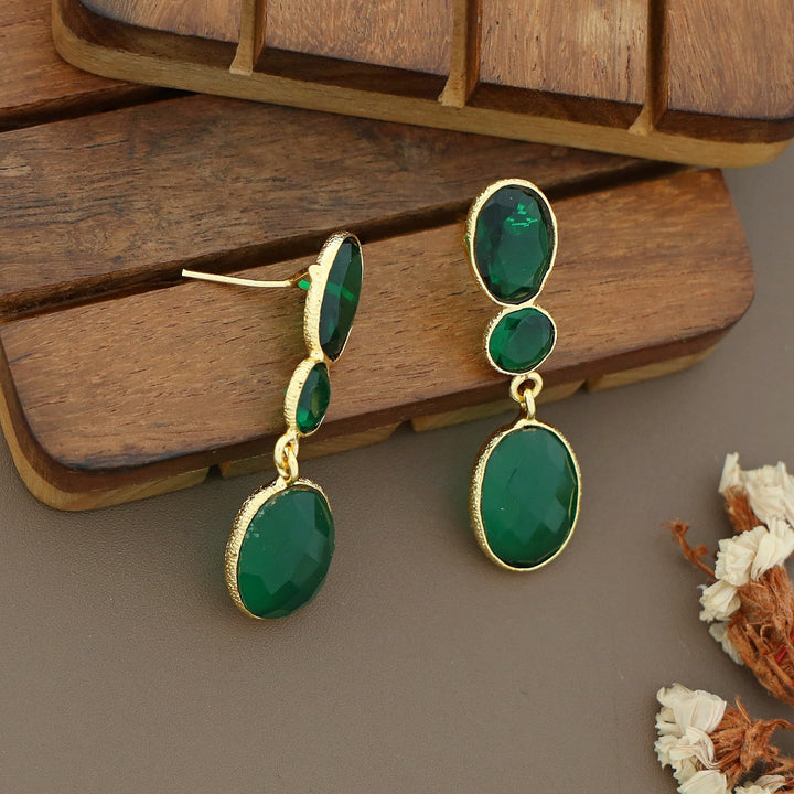 Ojal Dual Oval Circle Glossy Stone Earring