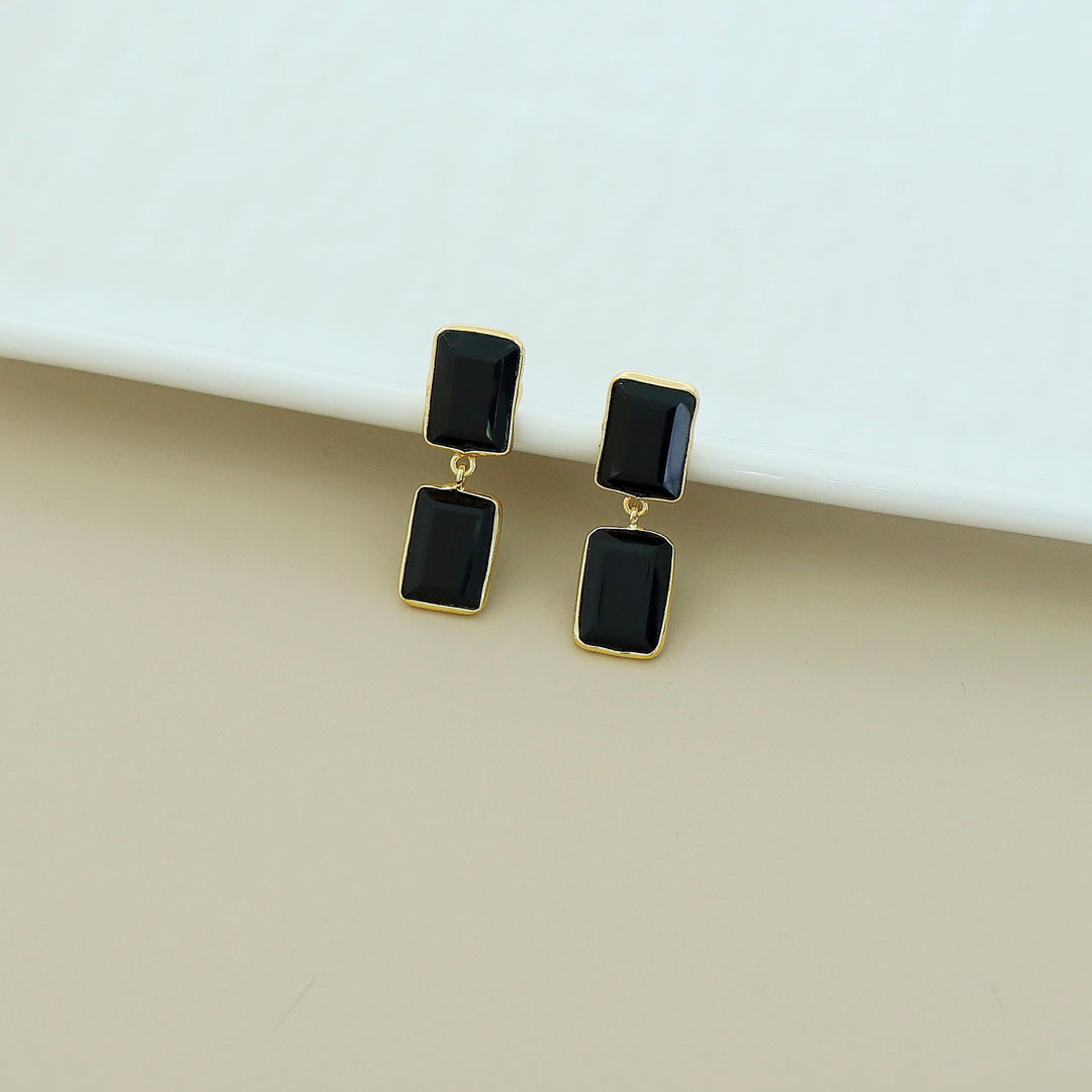Elegant Dual Rectangle Glossy Earring