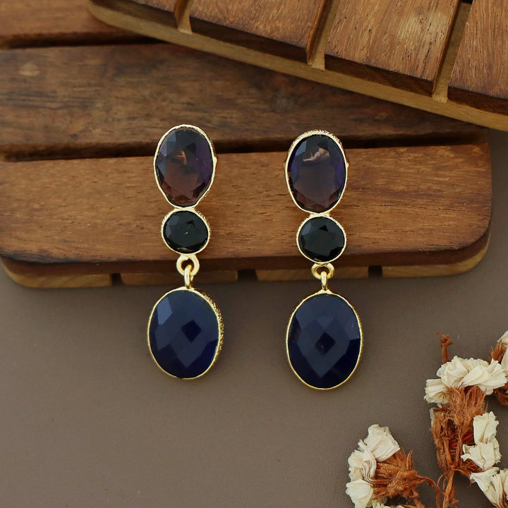 Ojal Dual Oval Circle Glossy Stone Earring