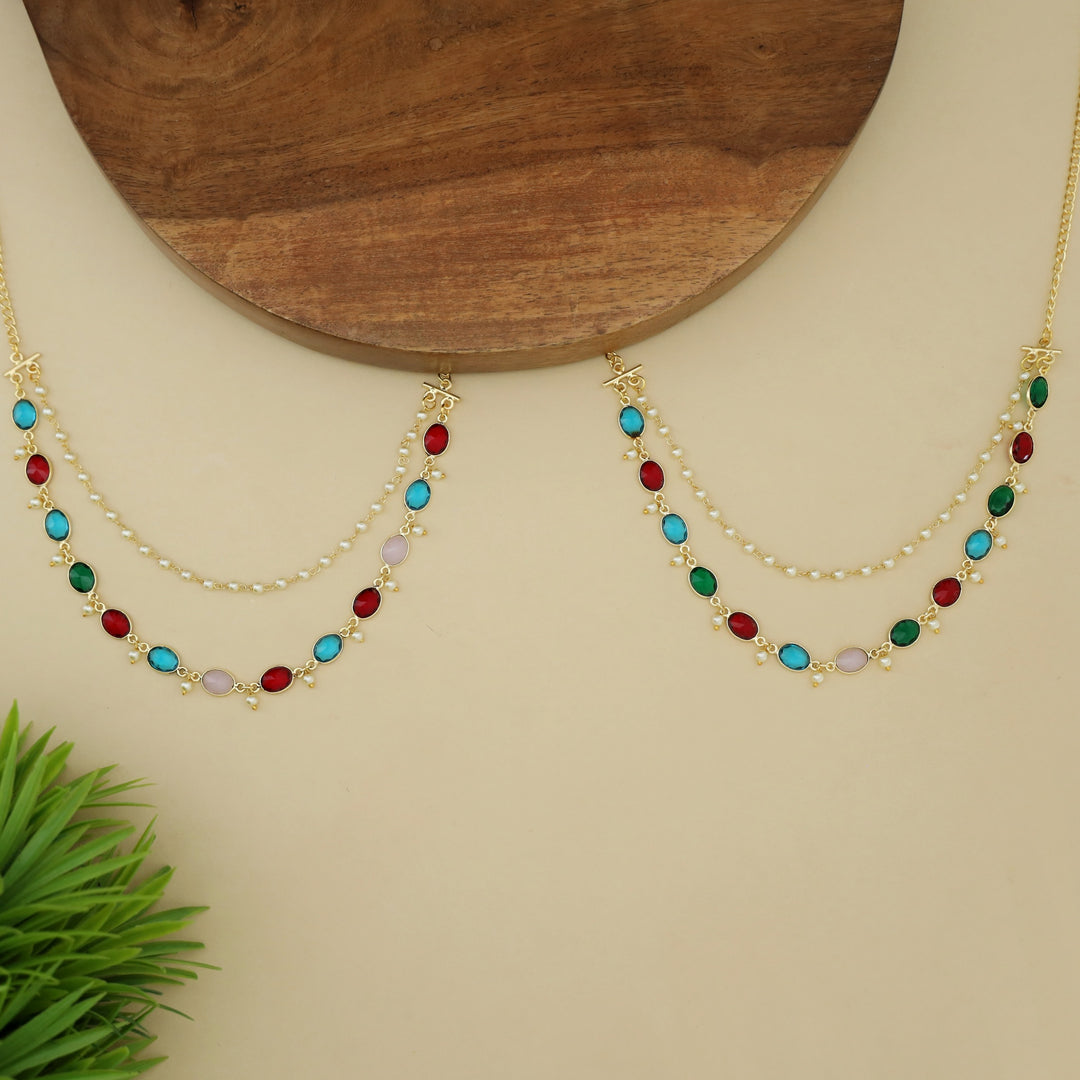 Carly Pearl 2 Layer Oval Glossy Stone Neckpiece