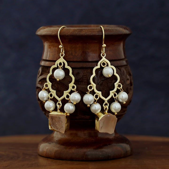 Naurin Hanging Pearl Raw Stone Drop