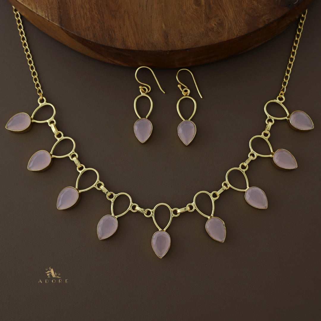 Adorn Drop Glossy Neckpiece With Drop Earrings