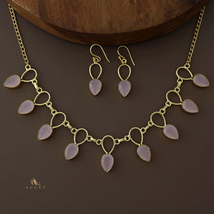 Adorn Drop Glossy Neckpiece With Drop Earrings