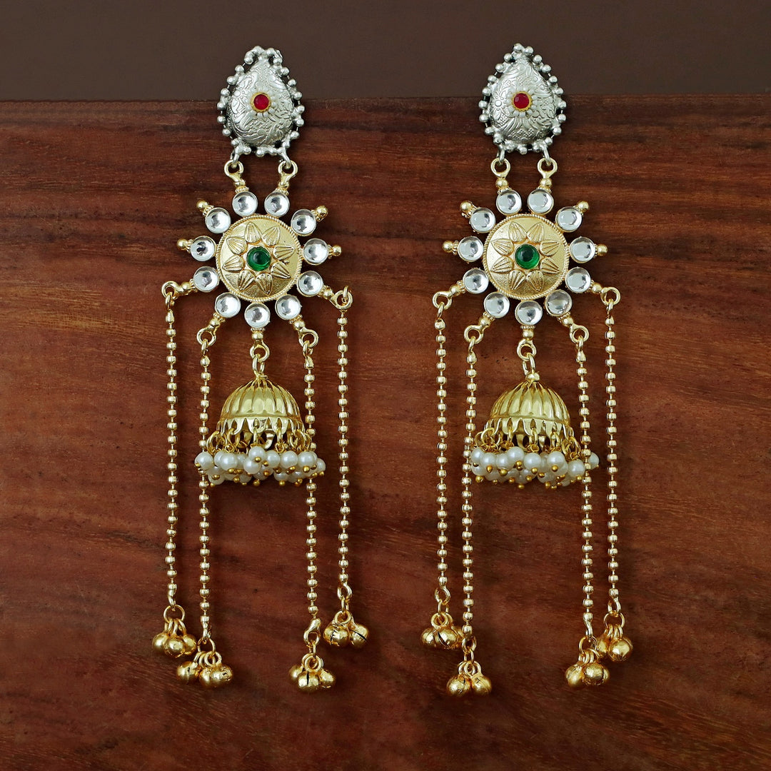 Vasudha Dual Tone Ghunguroo Kashmiri Pearl Jhumka