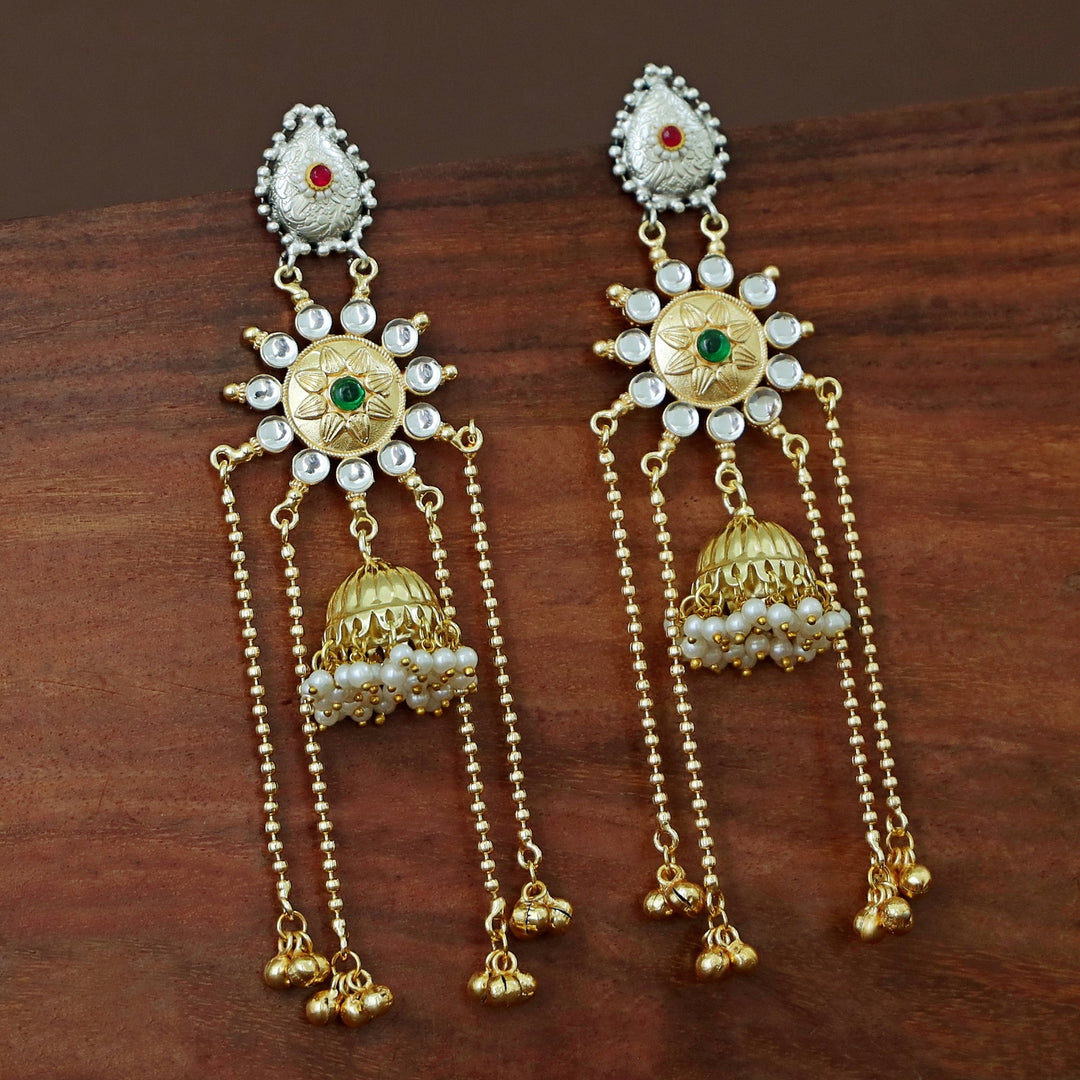Vasudha Dual Tone Ghunguroo Kashmiri Pearl Jhumka