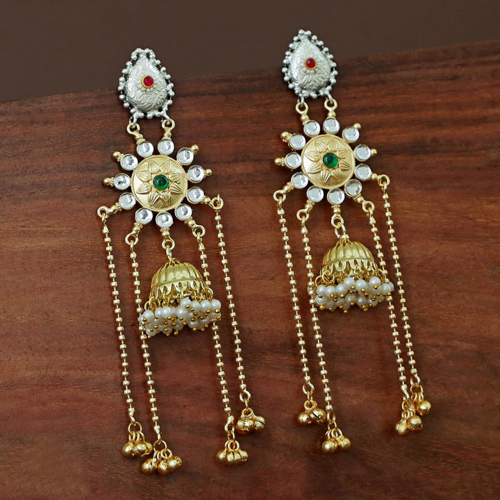 Vasudha Dual Tone Ghunguroo Kashmiri Pearl Jhumka