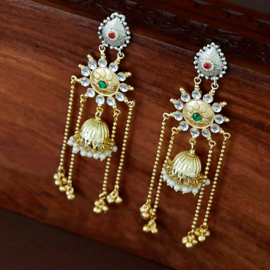 Vasudha Dual Tone Ghunguroo Kashmiri Pearl Jhumka