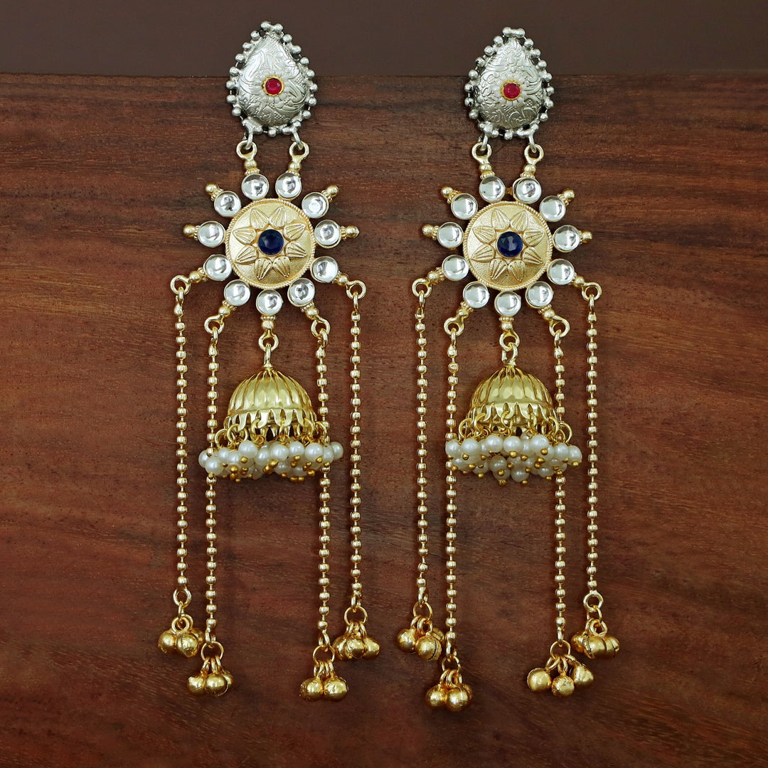 Vasudha Dual Tone Ghunguroo Kashmiri Pearl Jhumka