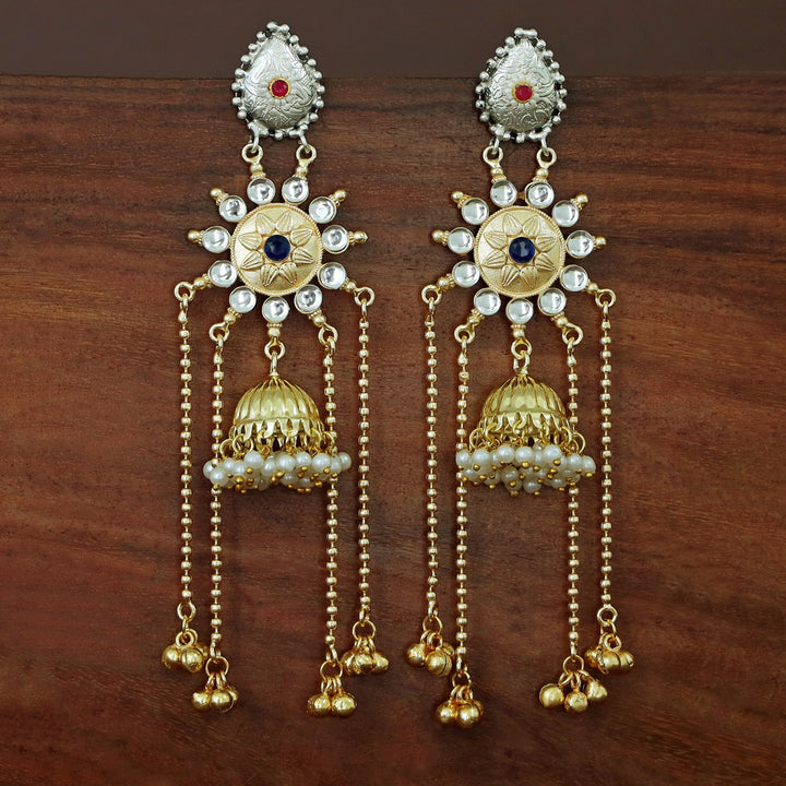 Vasudha Dual Tone Ghunguroo Kashmiri Pearl Jhumka