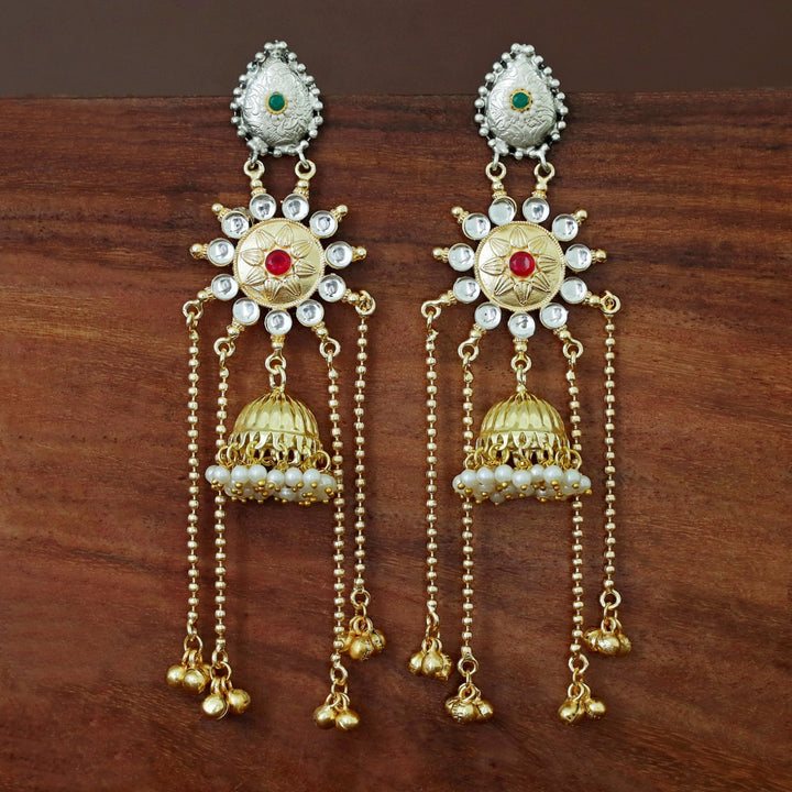 Vasudha Dual Tone Ghunguroo Kashmiri Pearl Jhumka