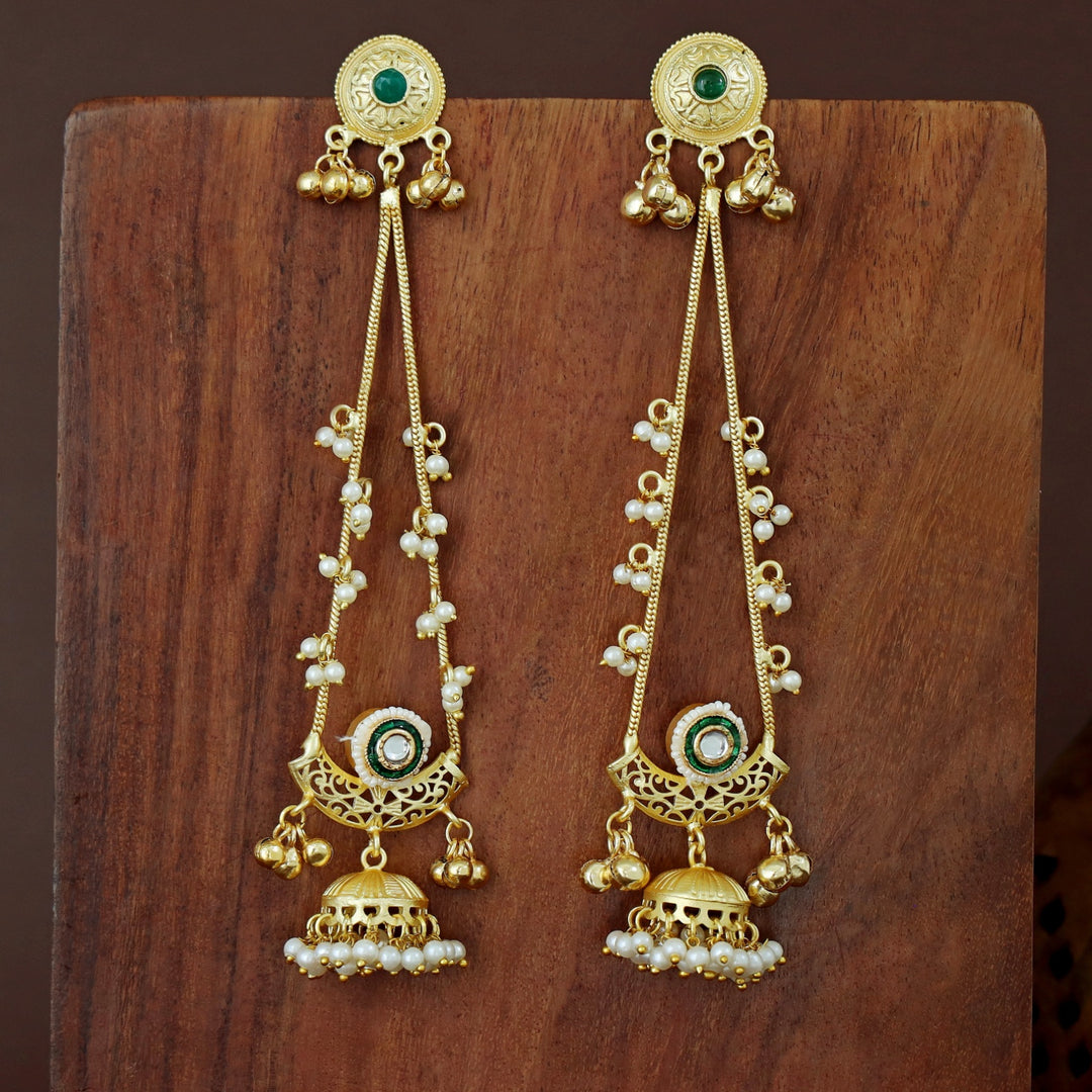Baisakhi Ghunguroo Pearl Kashmiri Hanging Jhumka