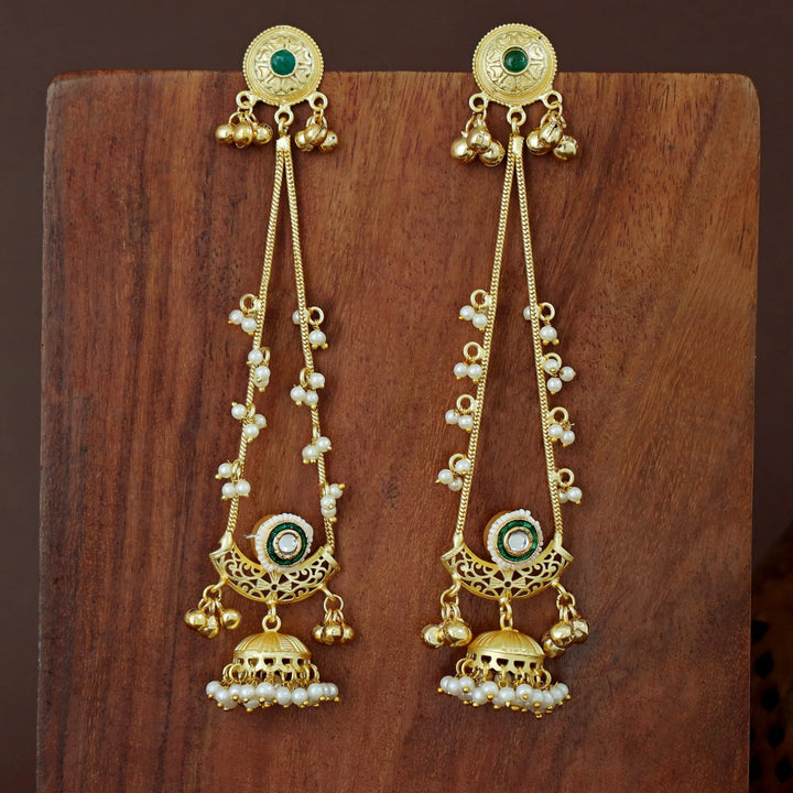 Baisakhi Ghunguroo Pearl Kashmiri Hanging Jhumka