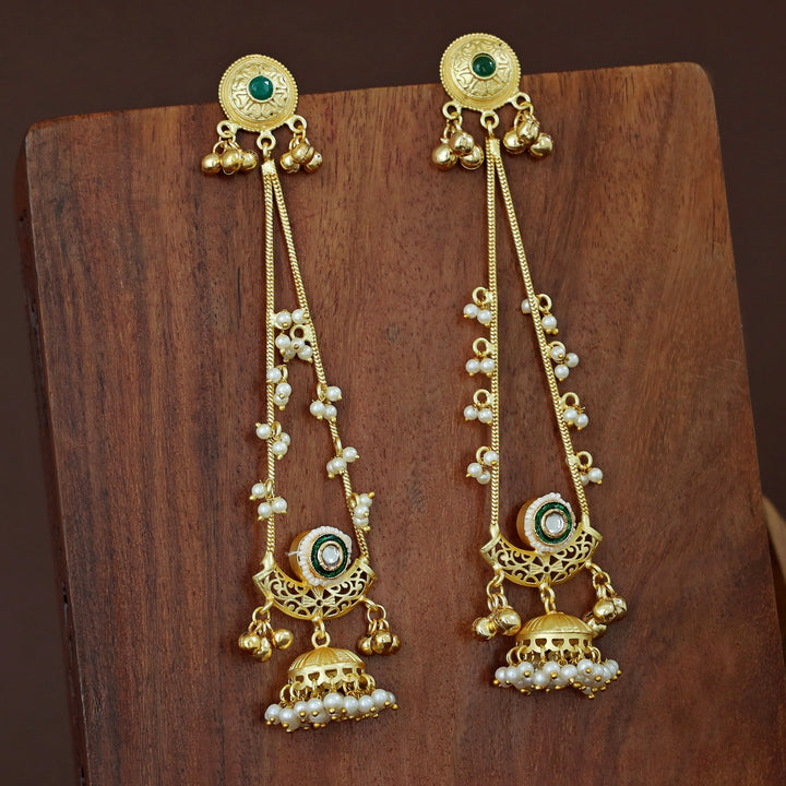 Baisakhi Ghunguroo Pearl Kashmiri Hanging Jhumka