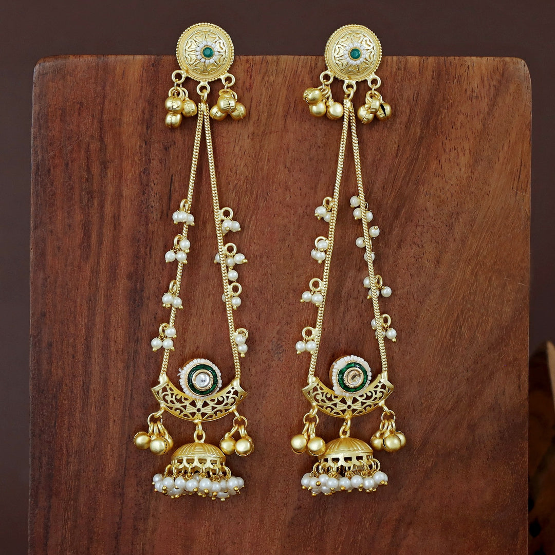 Baisakhi Ghunguroo Pearl Kashmiri Hanging Jhumka