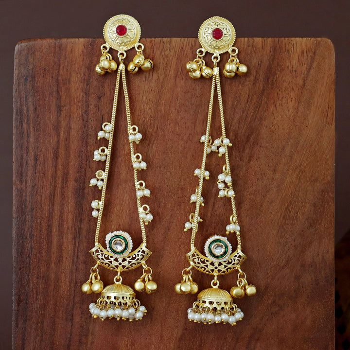 Baisakhi Ghunguroo Pearl Kashmiri Hanging Jhumka