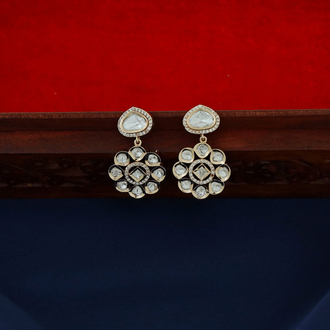 Premium Asael 2 Layer Kundan Flower Neckpiece With Earring