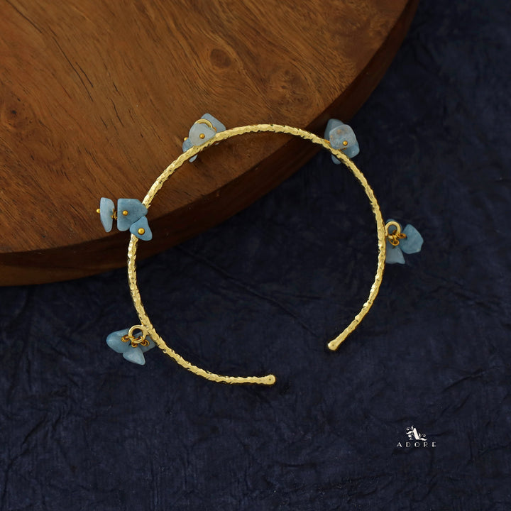 Golden Textured Cluster Stone Bangle