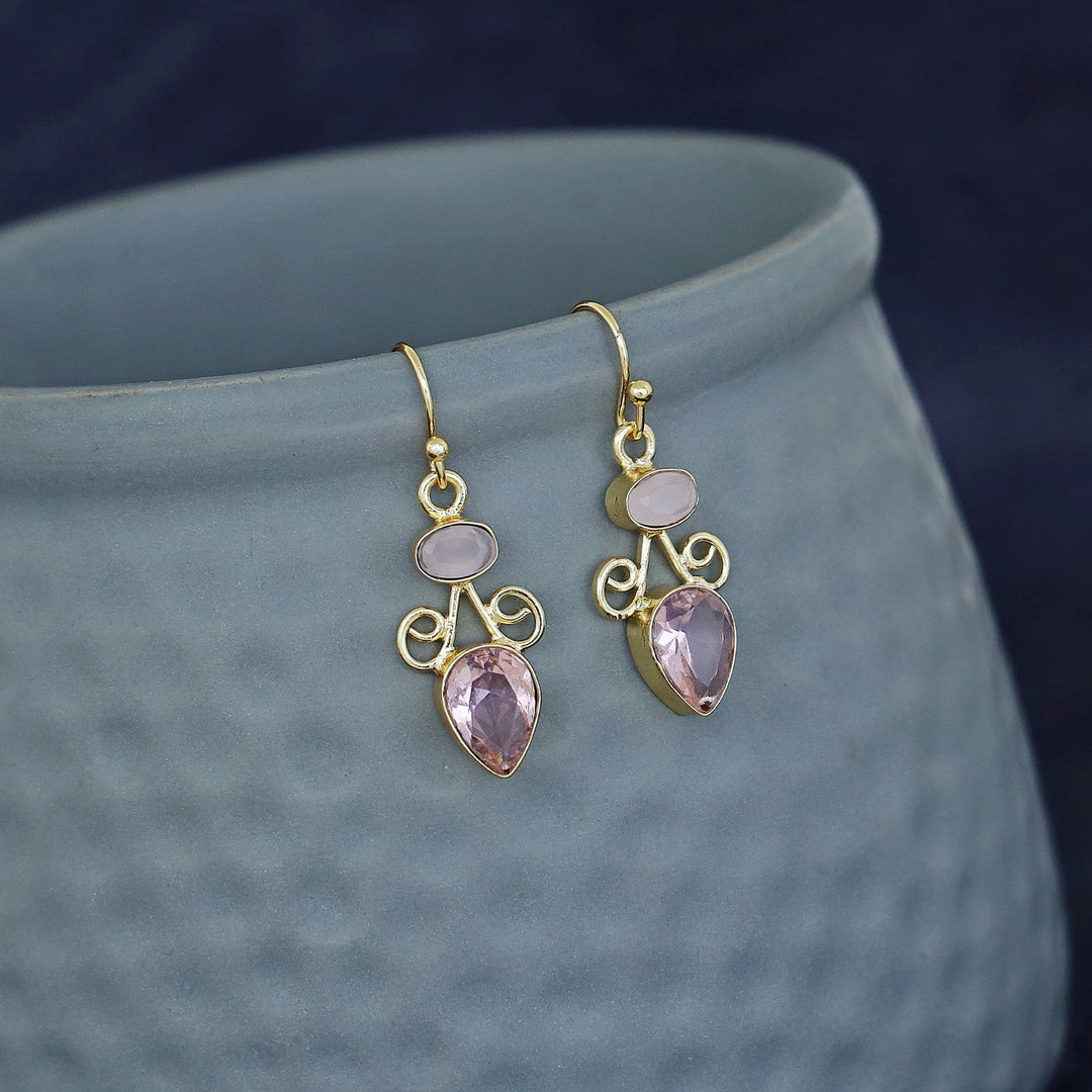Belleza Golden Due Glossy Stone Drop