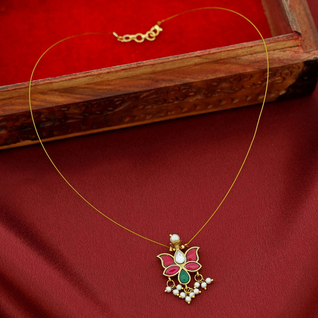 Aranya Jadau Kundan Pearl Lotus String Neckpiece