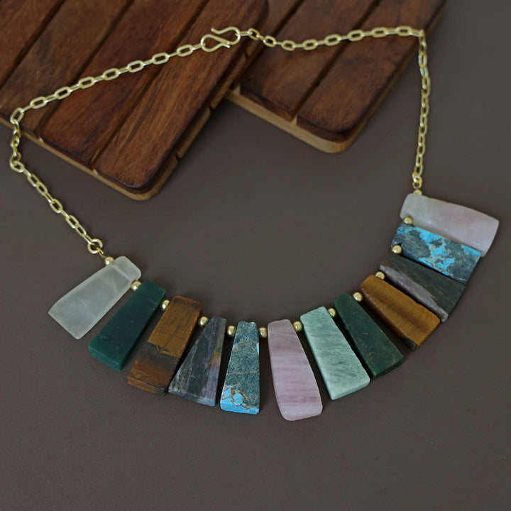 Seraphina Golden Ball Raw Stone Neckpiece