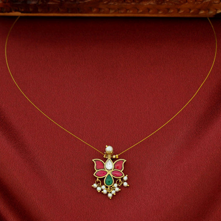 Aranya Jadau Kundan Pearl Lotus String Neckpiece