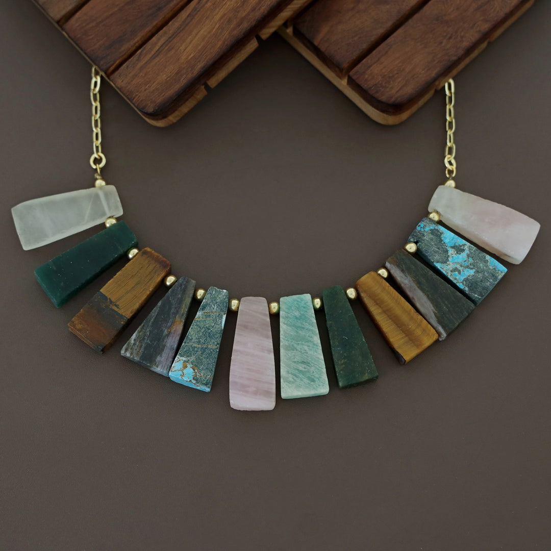 Seraphina Golden Ball Raw Stone Neckpiece