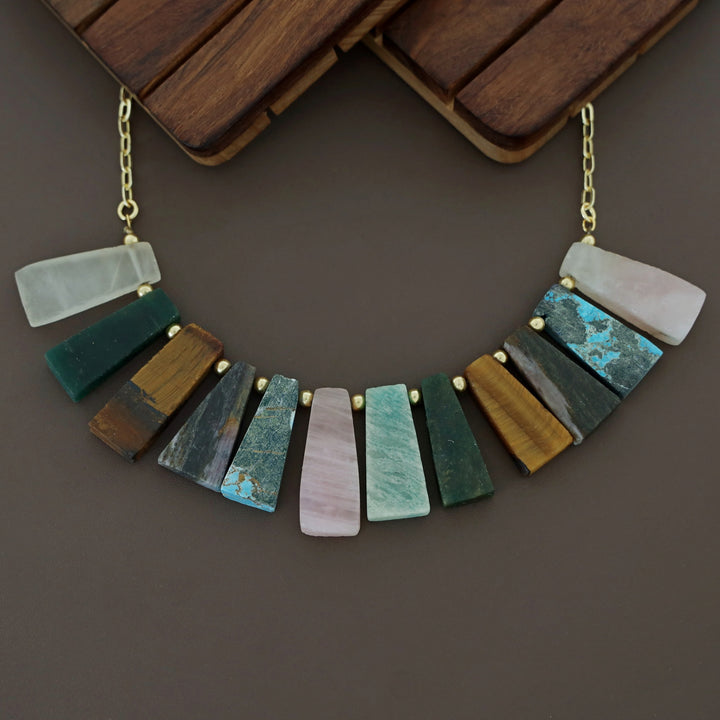 Seraphina Golden Ball Raw Stone Neckpiece