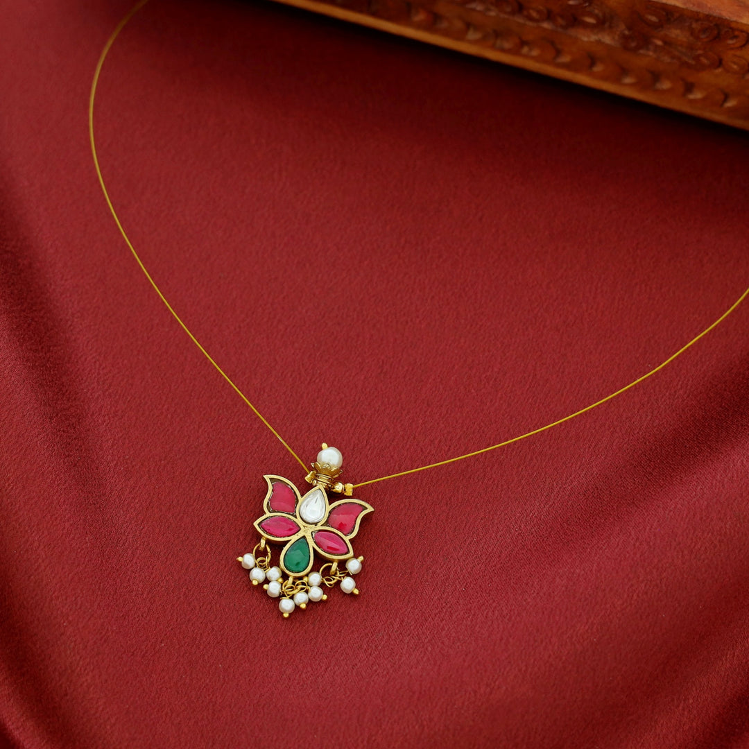 Aranya Jadau Kundan Pearl Lotus String Neckpiece