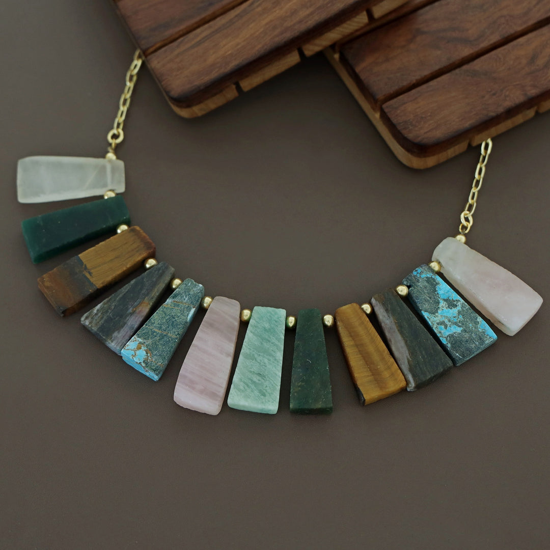 Seraphina Golden Ball Raw Stone Neckpiece