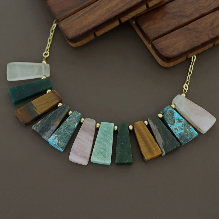 Seraphina Golden Ball Raw Stone Neckpiece