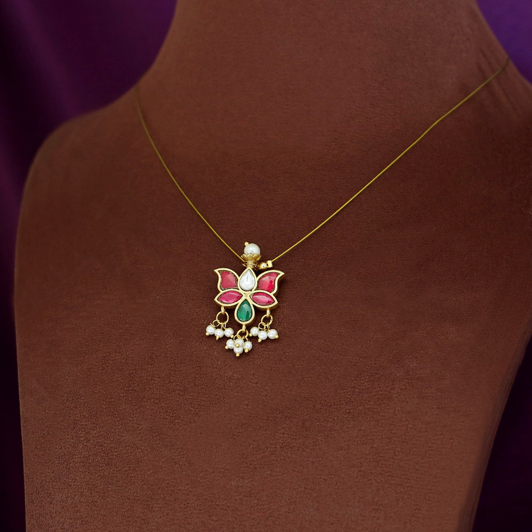 Aranya Jadau Kundan Pearl Lotus String Neckpiece