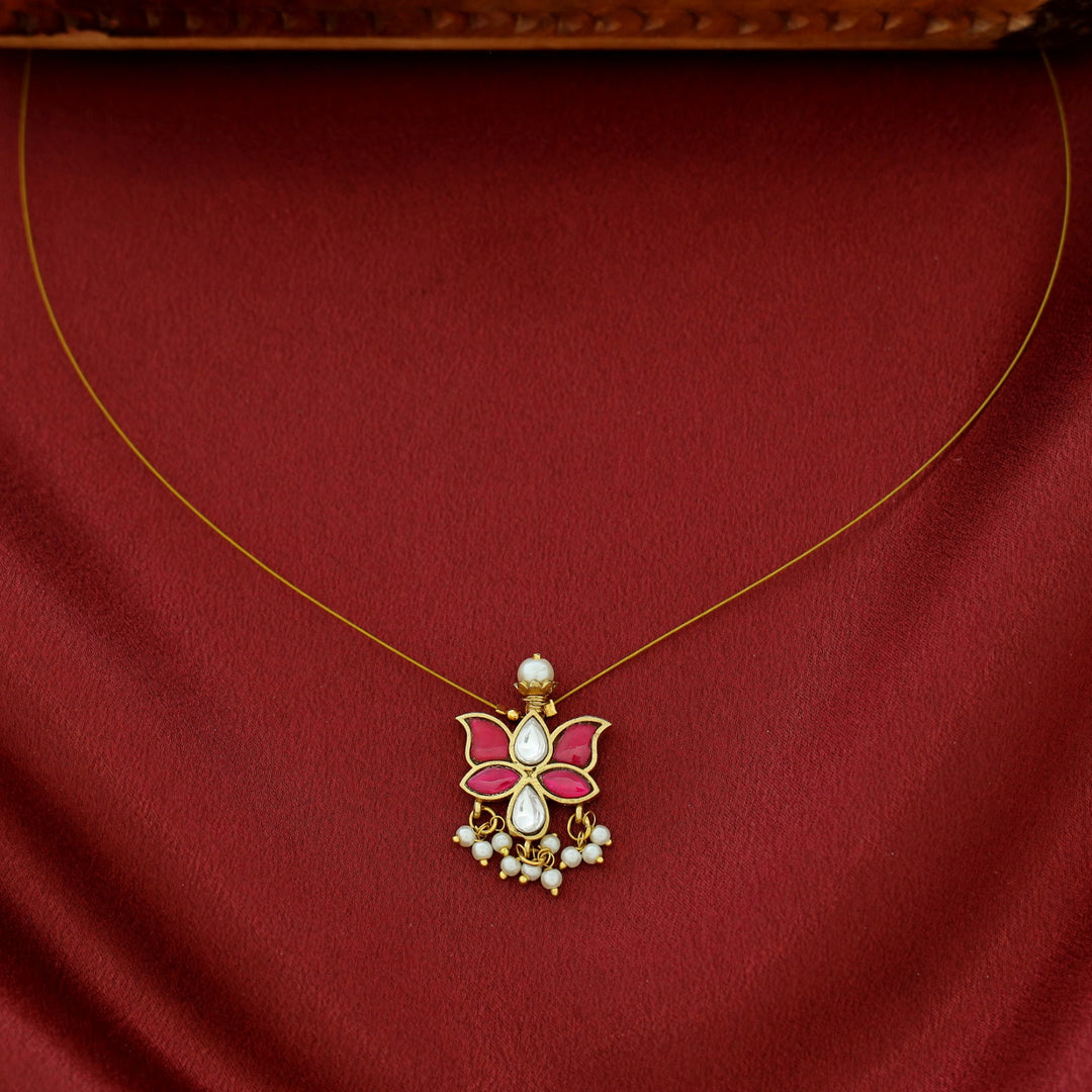 Aranya Jadau Kundan Pearl Lotus String Neckpiece