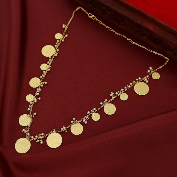 Uditi Golden Textured Circle Pearl Neckpiece