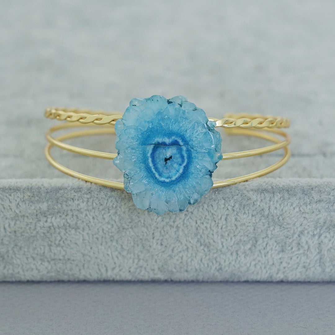 Golden 3 Layer Agate Stone Bangle