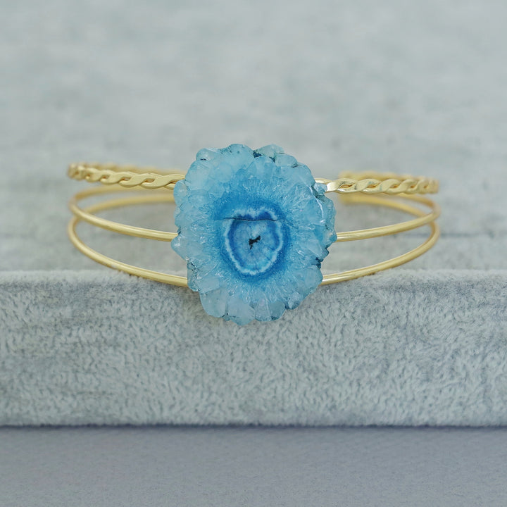 Golden 3 Layer Agate Stone Bangle