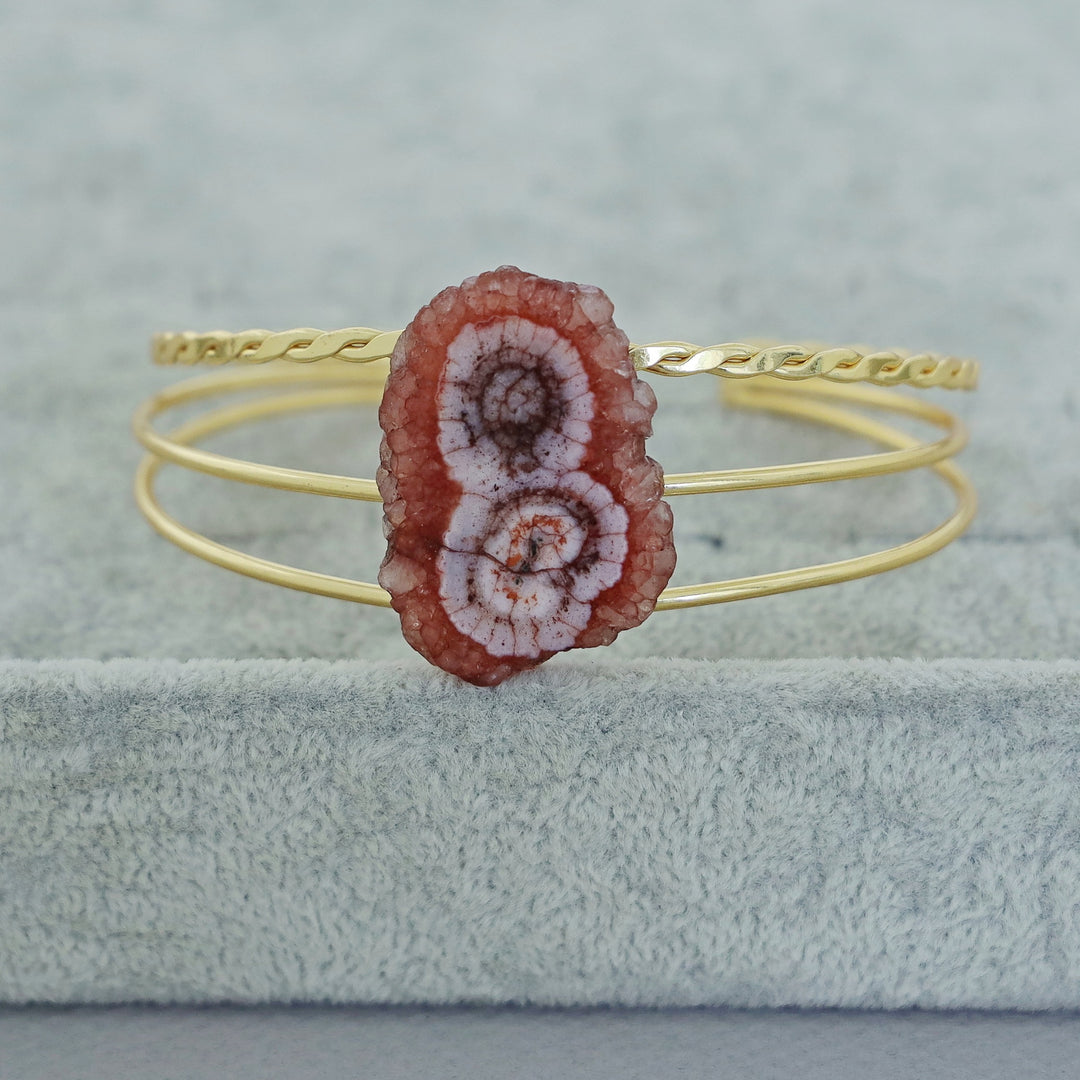 Golden 3 Layer Agate Stone Bangle