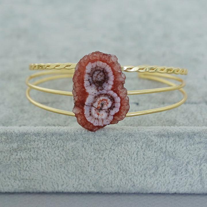Golden 3 Layer Agate Stone Bangle