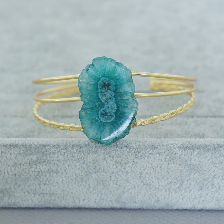 Golden 3 Layer Agate Stone Bangle