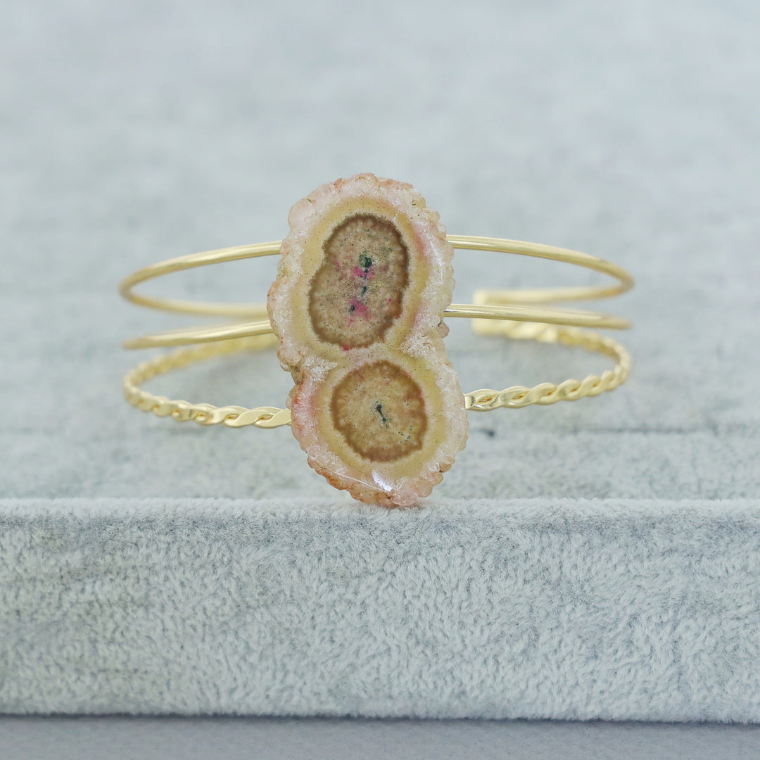 Golden 3 Layer Agate Stone Bangle