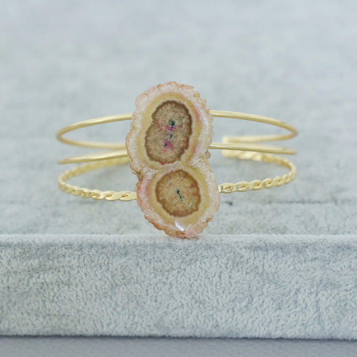 Golden 3 Layer Agate Stone Bangle