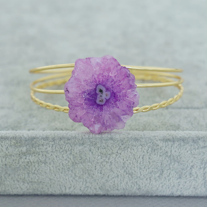 Golden 3 Layer Agate Stone Bangle