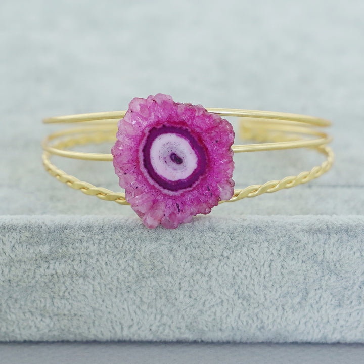 Golden 3 Layer Agate Stone Bangle