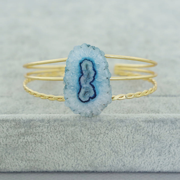 Golden 3 Layer Agate Stone Bangle