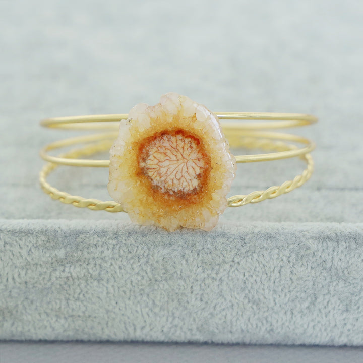 Golden 3 Layer Agate Stone Bangle